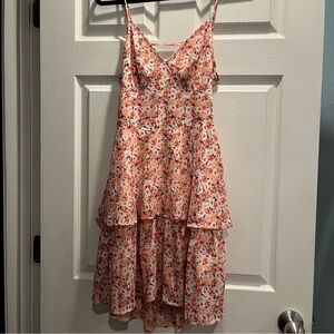 SHEIN Red and White Floral Dress